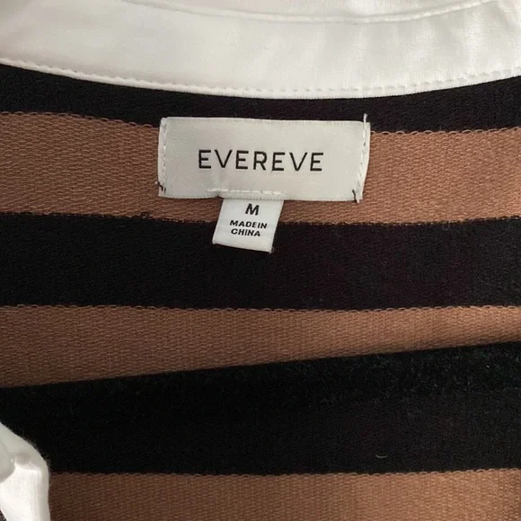 Evereve nova short sleeve brown black striped polo dress medium - Picture 2 of 3